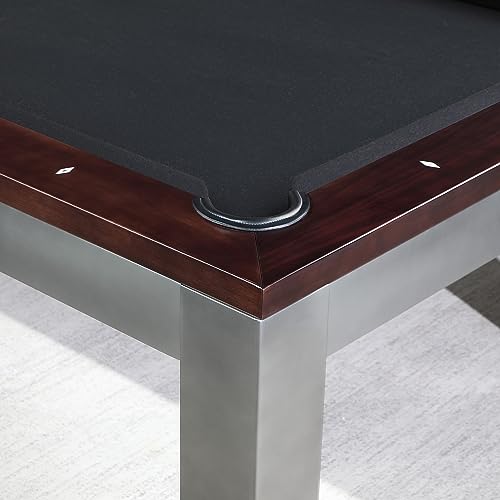 Playcraft Genoa 7' Slate Pool Table with Dining Top Walnut on Silver
