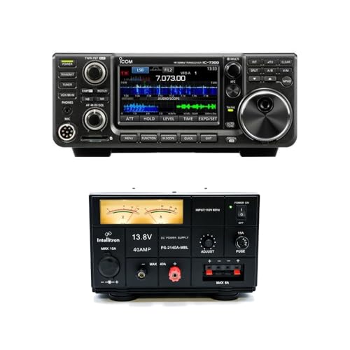 GigaParts Icom IC-7300 100W HF/50MHz SDR Amateur Radio Transceiver Bundle with Intellitron PS-2140A-MBL Power Supply Black