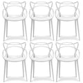 2xhome Set of 6 White Modern Dining Room Chairs