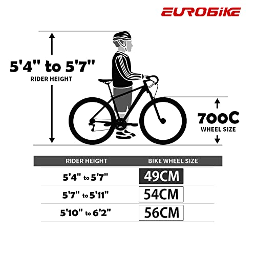 EUROBIKE Road Bike TSM550 21 Speed 49 cm Frame Dual Disc Brake 700C 3-Spoke Wheels Black White K Wheel