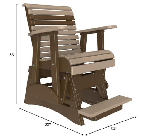 Furniture Barn USA Poly Lumber 2' Plain Rollback Balcony Glider Weatherwood & Chestnut Brown
