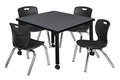 Regency Kee Adjustable Mobile Classroom Table Set with 12" Andy Chairs Grey/Black