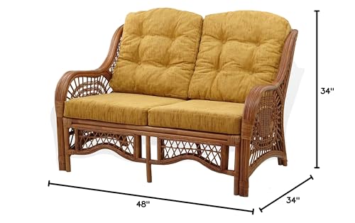 SunBear Furniture Lounge Malibu Loveseat Sofa ECO Natural Rattan Wicker Handmade Design Cognac