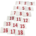 Vispronet Numbered Golf Flags (18) – 20in x 14in White & Red Numbered Flags for Golf Course