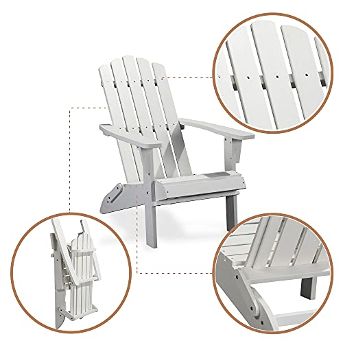 PolyTEAK Folding Adirondack Chair Set of 12 Weather Resistant Outdoor Furniture White