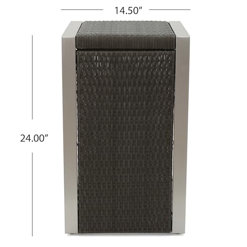 Christopher Knight Home Cape Coral Outdoor Mesh Chaise Lounge Set with Wicker End Table Gray + Silver