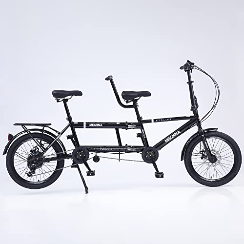 GOJLEX Foldable Tandem Bike 20” City Folding Bicycle Black