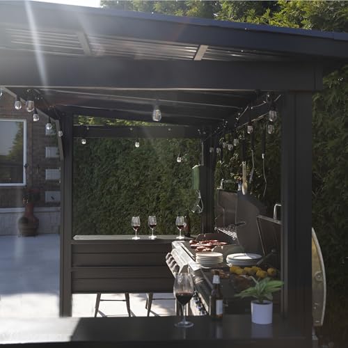 Backyard Discovery Rockport XL BBQ Grill Gazebo Pavilion with Hardtop Black