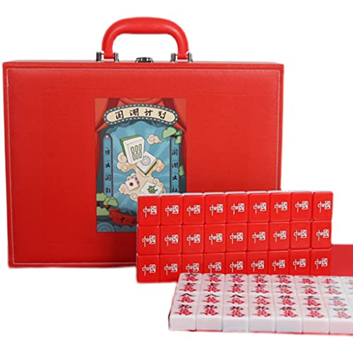 SHATONG Chinese Mahjong Game Set 144 Melamine Tiles Crystal Jade