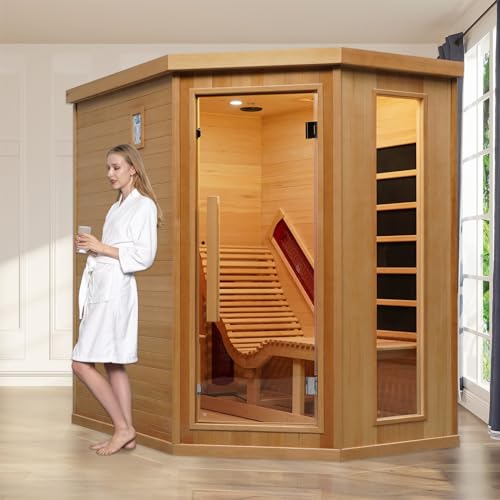 Smartmak Far Infrared Sauna Room 1 Person Canadian Hemlock Wooden