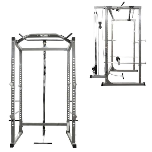 Valor Fitness Heavy Duty Power Rack with Lat Pull - Chrome