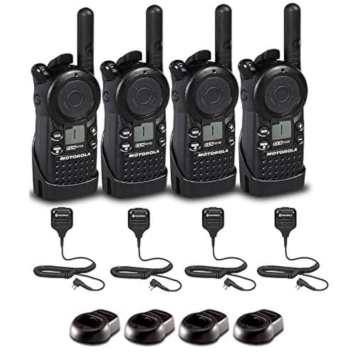 Motorola Solutions 4 x CLS1110 UHF 1W 1-Channel 2-Way Radio + 4 x HKLN4606 Remote Speaker Mic Bundle Black