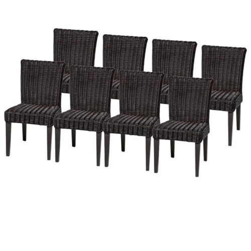 Afuera Living Wicker Aluminum Frame Patio Dining Chairs Set of 8 Espresso