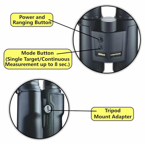 Nikon LaserForce 10x42 Rangefinder Binoculars Bundle with Lens Pen, Case, Cleaning Cloth Black