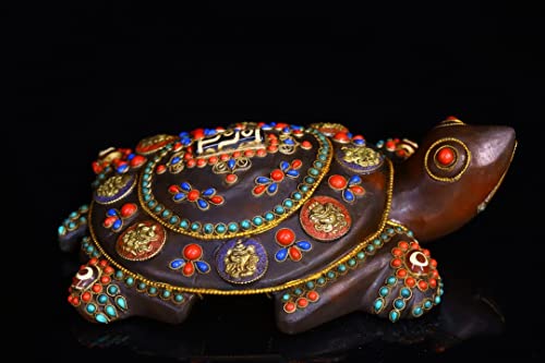 Generic Tibetan Temple Crystal Mosaic Dzi Beads 8 Treasures Lucky Turtle 1