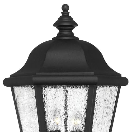 Hinkley Edgewater Large Post Top Outdoor Lantern - 4-Light, Aluminum, Clear Seedy Glass, Black Finish