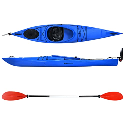 GLOBALWAY 12FT Sit-in Kayak with Storage, 1-Person Surfing Raft Blue