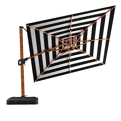 Midtown Umbrellas 10x10 Ft Outdoor Cantilever Patio Umbrella Sunbrella Black & White