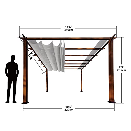 Paragon Outdoor 11'x11' Florence Aluminum Pergola with Retractable Gray Canopy