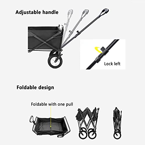 5sssallefaa Folding Utility Wagon Pull Along Cart for Outdoor Use, 60kg Load-Bearing
