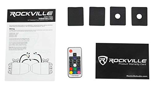 Rockville RGHR45 4 Zone Marine Bluetooth Radio Bundle with (4) WB65KLED 6.5" Black Wakeboard LED Speakers