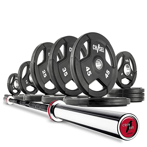 XMark Olympic Barbell and 255 lb Weights Set