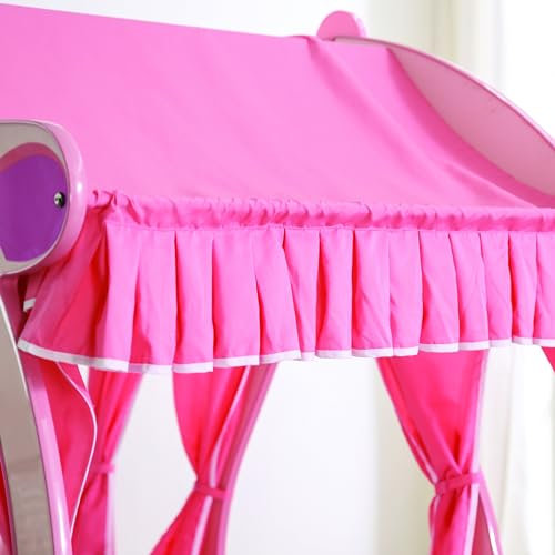 Furniture of America McHenry Twin-Size Princess Carriage Bed with Curtain and Slat Kit Pink