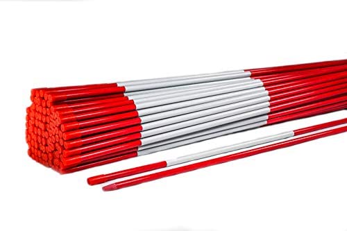 DISCOUNT SNOWSTAKES .COM 5ft Red Pro Snow Stakes with Hy Viz Reflective Tape Orange/Red