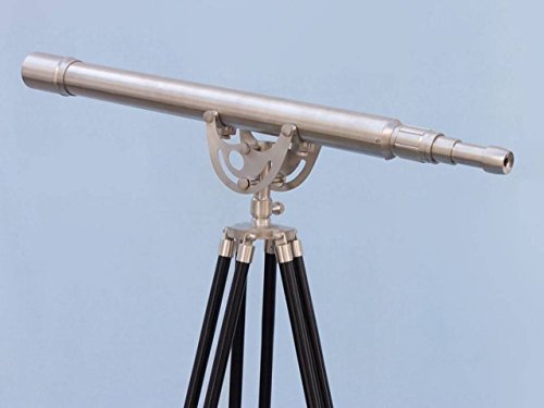 Hampton Nautical Floor Standing Anchormaster Telescope Brushed Nickel 65