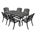 Oakland Living Modern Ornate Outdoor Mesh Aluminum 68-in Rectangular Patio Dining Set with Six Chairs Black
