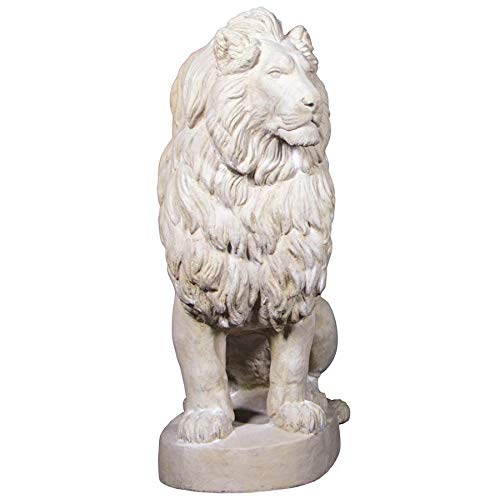 Design Toscano Stately Chateau Lion Sentinel Garden Statue Right Antique Stone Finish