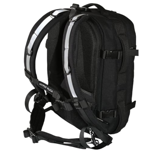 HYPERWEAR Hyper Ruck Backpack - 3 Rucking Plates/Laptop Sleeves - Weight Vest Fitness Day Pack, 20L Black Silver