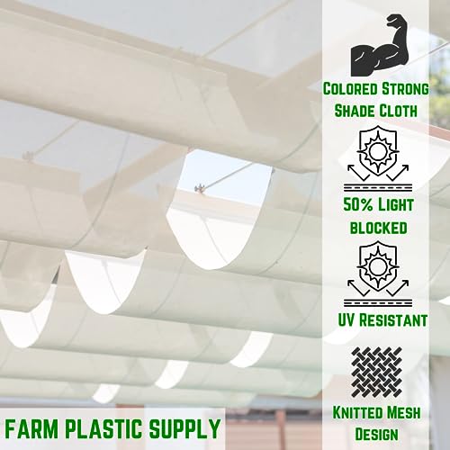 Farm Plastic Supply White Shade Cloth 50% Mesh Fabric 20' x 200'
