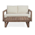 Christopher Knight Home Randy Outdoor Acacia Wood Loveseat Set with Coffee Table Brown and Beige