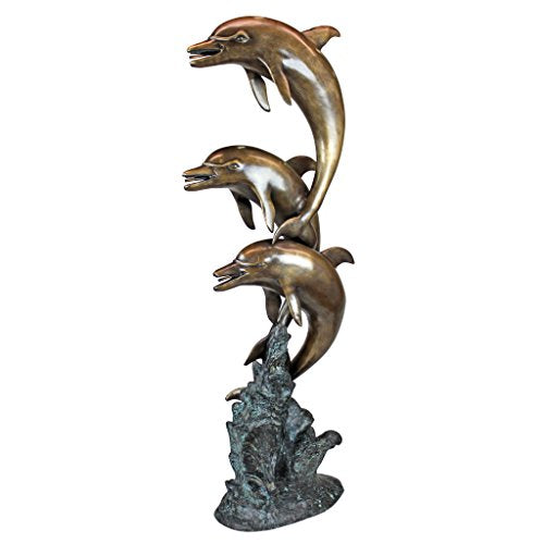 Design Toscano Triple Leaping Dolphins Cast Garden Statue Two Tone Bronze & Verdigris