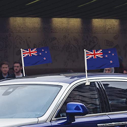BANNER BUZZ MAKE IT VISIBLE New Zealand Car Flag Window Clip 18” X 12” Double Side Printing White Pack of 100