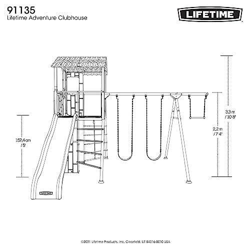 Lifetime Adventure Clubhouse Swing Set Playset Earthtone
