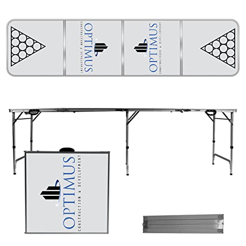 Uberpong Custom Drink Pong Table, Laminated Surface, Adjustable Legs, 2x8 Feet, Multicolor