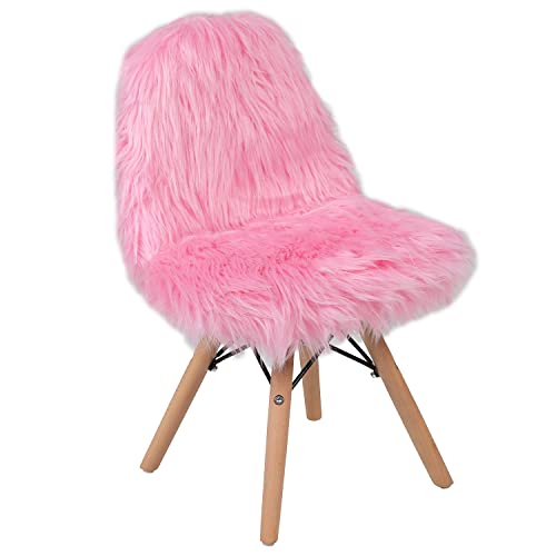 Flash Furniture Zula Kids Shaggy Dog Accent Chair Set, Light Pink