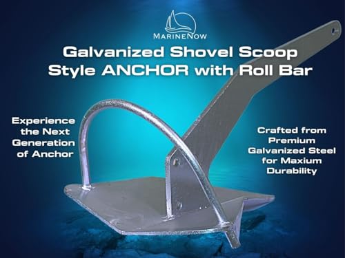 MarineNow Galvanized Shovel Scoop Style Anchor with Roll Bar Silver 55 kg