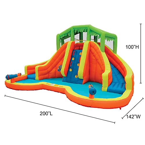 BANZAI Twin Falls Lagoon Inflatable Water Slide Splash Toy Orange
