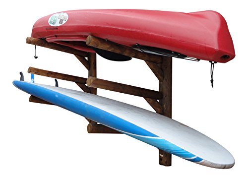 Log Kayak Rack 3 Place SUP and Surfboard Wall-Mounted Rack Canyon Brown