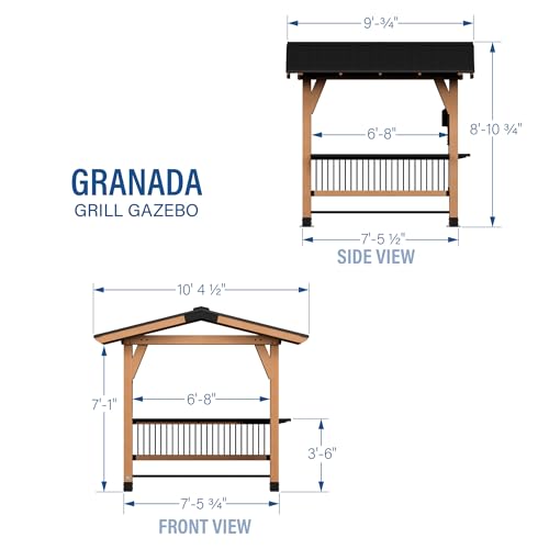 Backyard Discovery Granada 10' x 9' Cedar Wood BBQ Grill Gazebo Pavilion Light Brown