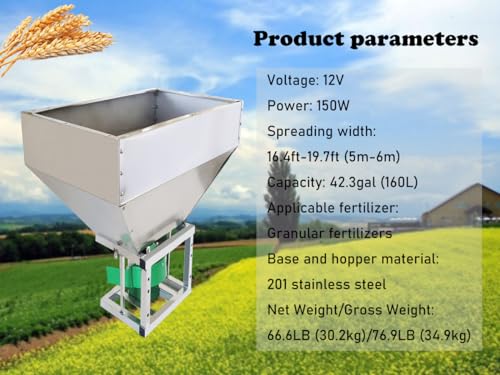 HQHAOTWU 42.3gal Electric ATV Broadcast Fertilizer Spreader