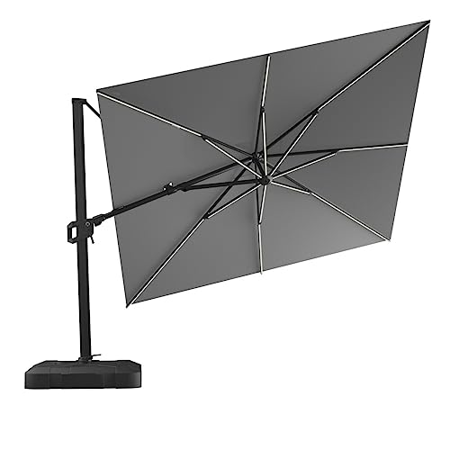 Midtown Umbrellas 9x9 Ft Outdoor Cantilever Patio Umbrella Sunbrella Cast Slate
