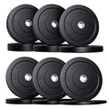 ToughFit Bumper Plate with Steel Insert - Rubber 2" Olympic Barbell Weightlifting Plates Set Black