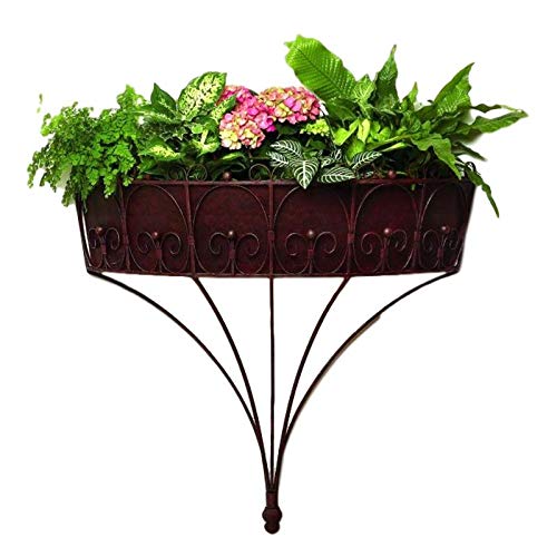 MY SWANKY HOME 42" Oversized Wall Mounted Metal Planter Brown