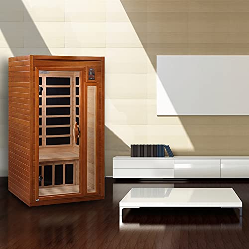 Dynamic Barcelona 1-2 Person Hemlock Wood Low EMF FAR Infrared Sauna Dark Honey Stain