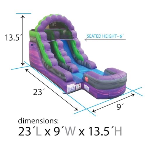TentandTable Inflatable Water Slide for Kids and Adults, Commercial Grade, 23' L x 9' W x 12' H, Purple Marble