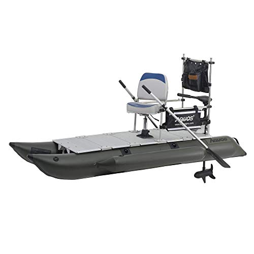 AQUOS 10.2 ft Inflatable Pontoon Boat with Trolling Motor and Folding Seat